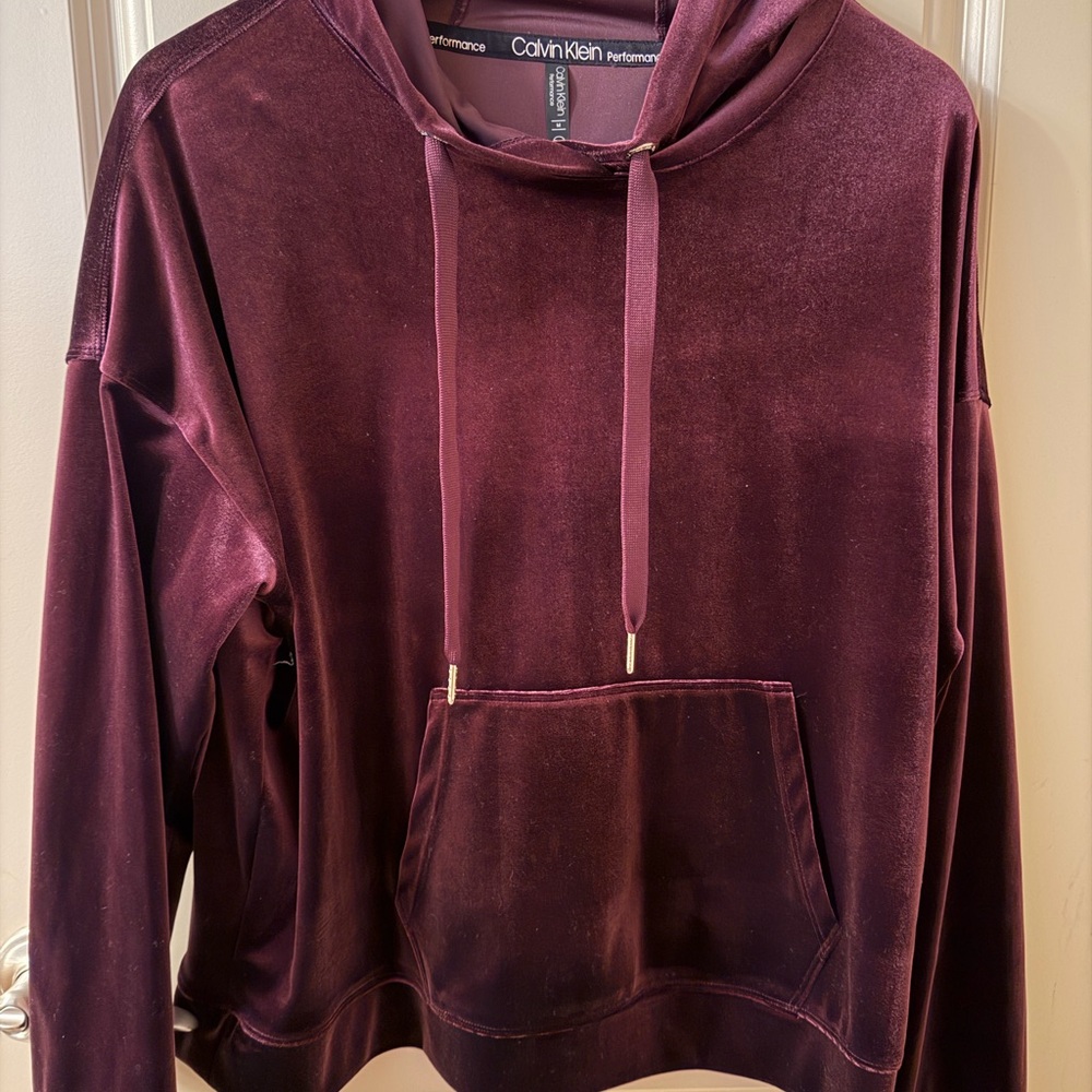 Calvin Klein Burgundy Velvet Hoodie